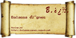 Balassa Ágnes névjegykártya